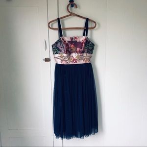 Anthropologie Tulle Skirted Floral Dress